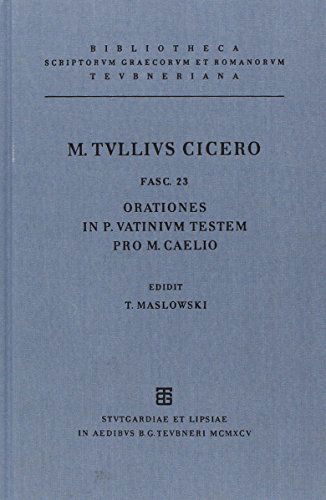 Cover for Marcus Tullius Cicero · Orationes in P. Vatinium testem. Pro M. (Book) (1995)