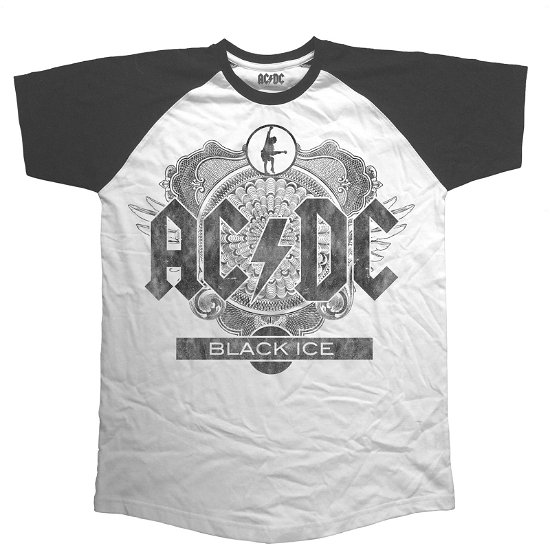 AC/DC Unisex Raglan Tee: Black Ice - AC/DC - Merchandise - Perryscope - 5055979971955 - 