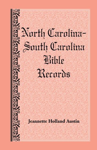 Cover for Jeannette Holland Austin · North Carolina -- South Carolina Bible Records (Pocketbok) (2013)