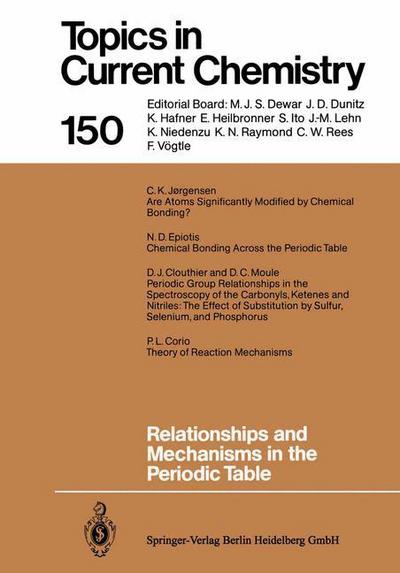 Cover for D J Clouthier · Relationships and Mechanisms in the Periodic Table - Topics in Current Chemistry (Paperback Book) [Softcover reprint of the original 1st ed. 1989 edition] (2013)