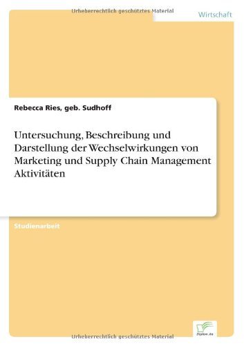 Cover for Geb Sudhoff Rebecca Ries · Untersuchung, Beschreibung und Darstellung der Wechselwirkungen von Marketing und Supply Chain Management Aktivitaten (Pocketbok) [German edition] (2004)