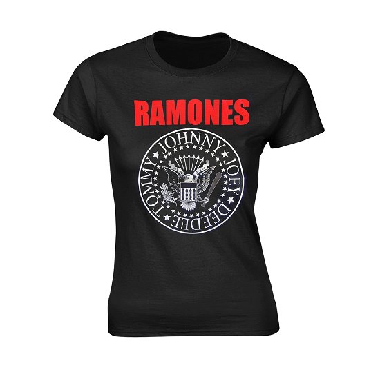 Cover for Ramones · Ramones: Red Text Seal Logo (T-Shirt Donna Tg. S) (N/A) [Black edition] (2018)