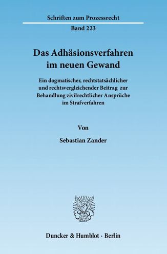 Cover for Zander · Adhäsionsverfahren im neuen (Book) (2011)