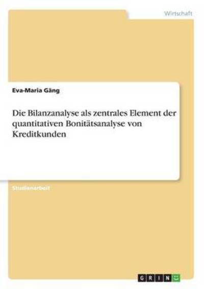 Cover for Gäng · Die Bilanzanalyse als zentrales El (Book) (2016)