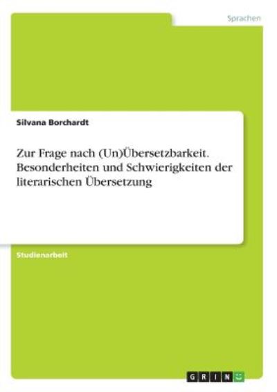 Cover for Borchardt · Zur Frage nach (Un)Übersetzba (Book)