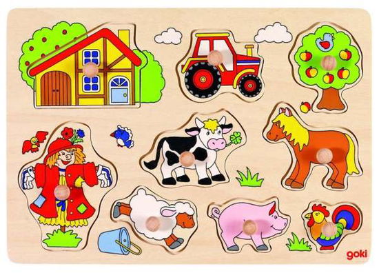 Houten Noppenpuzzel Boerderij - Goki - Merchandise - Goki - 4013594579957 - 