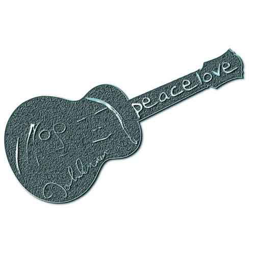 John Lennon Pin Badge: Peace & Love Guitar HiChrome - John Lennon - Gadżety -  - 5055295310957 - 