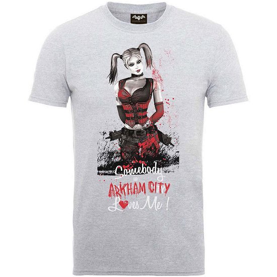Cover for DC Comics · DC Comics Unisex Tee: Batman Arkham City Harley Quinn Somebody Loves Me (CLOTHES) [size S] [Grey - Unisex edition] (2016)
