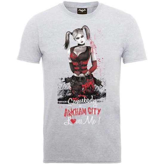 Cover for DC Comics · DC Comics Unisex Tee: Batman Arkham City Harley Quinn Somebody Loves Me (CLOTHES) [size S] [Grey - Unisex edition] (2016)