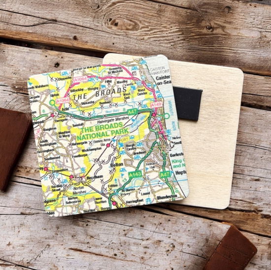 Cover for OS Map Wooden Square Magnet - The Broads (MERCH) (2025)