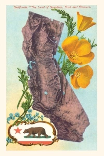 Cover for Found Image Press · The Vintage Journal California Map with Bear and Poppies (Paperback Book) (2022)