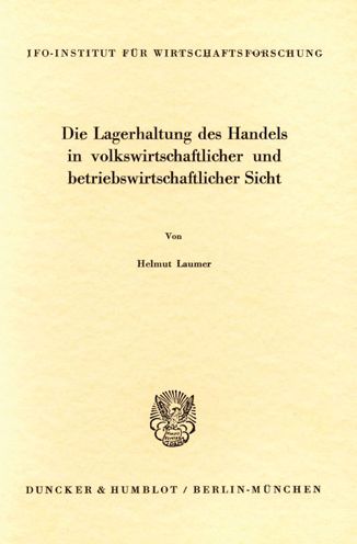 Cover for Laumer · Die Lagerhaltung des Handels in (Book) (1966)