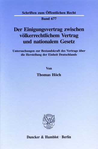 Cover for Höch · Der Einigungsvertrag zwischen völk (Bok) (1995)