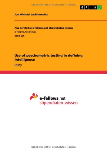 Cover for Jon Michael Jachimowicz · Use of psychometric testing in defining intelligence (Paperback Book) (2013)