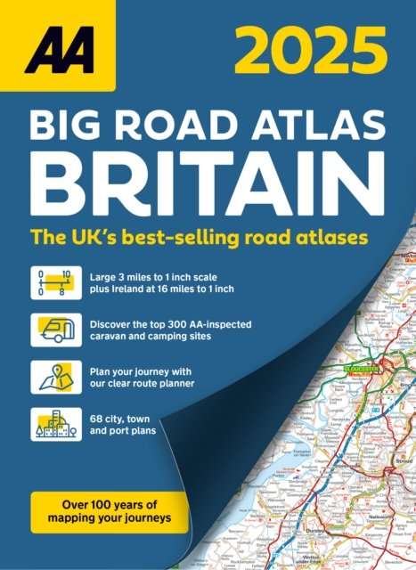 Cover for AA Big Road Atlas Britain 2025 - AA Road Atlas (Spiralbok) [33 New edition] (2024)