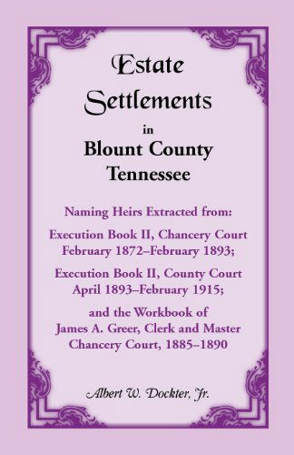 Cover for Albert W Dockter · Estate Settlements of Blount County, Tennessee, Naming Heirs Extracted from: Execution Book II, Chancery Court, February 1872-February 1893; Execution (Paperback Book) (2013)