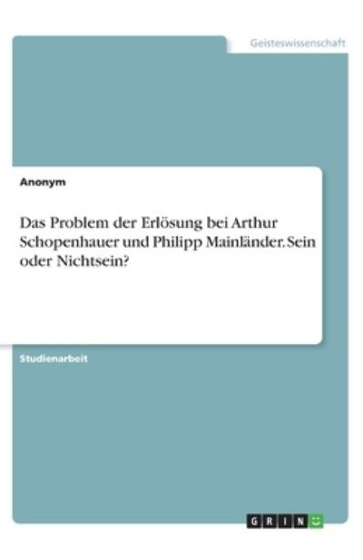 Cover for Anonym · Das Problem der Erlösung bei Art (N/A)