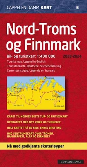 Cover for Cappelen Damm · CK: Nord-Troms og Finnmark 2023-2024 : bil- og turistkart = tourist map = Touristenkarte = carte touristique (Hardcover bog) (2023)