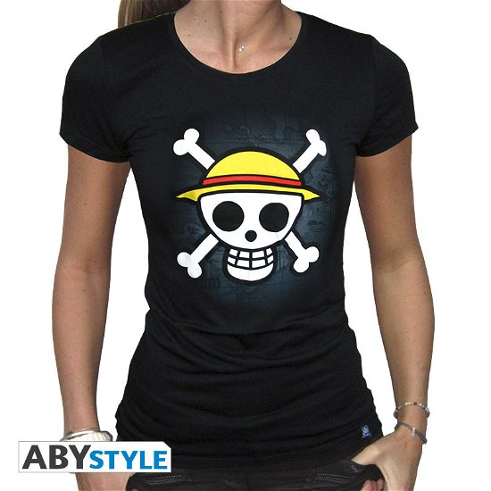 ONE PIECE - T-Shirt Basic Femme SKULL WITH MAP - B - One Piece - Merchandise - ABYstyle - 3760116322959 - 7. Februar 2019
