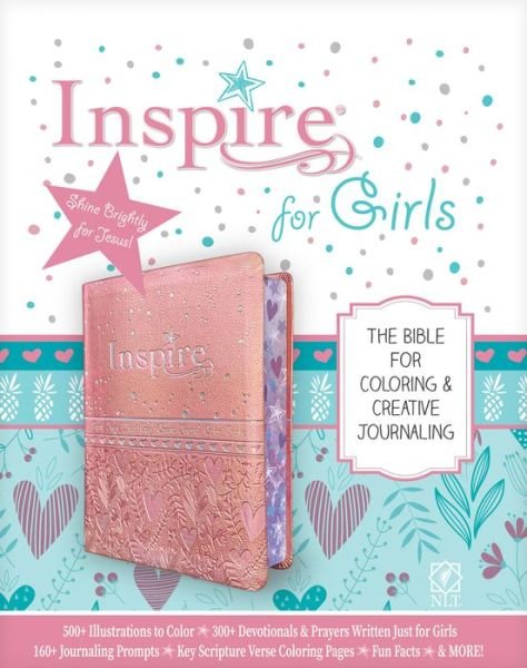Cover for Tyndale · Inspire Bible for Girls NLT : The Bible for Coloring &amp; Creative Journaling (Imiteret Læderbog) (2021)