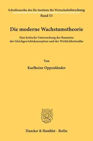 Cover for Oppenländer · Die moderne Wachstumstheori (Book) (1968)