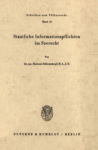 Cover for Schwarzkopf · Staatliche Informationspfli (Buch) (1975)