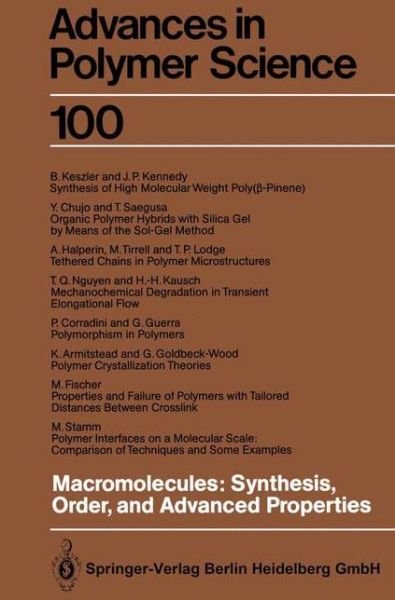 Cover for K a Armitstead · Macromolecules: Synthesis, Order and Advanced Properties - Advances in Polymer Science (Taschenbuch) [Softcover reprint of the original 1st ed. 1992 edition] (2014)
