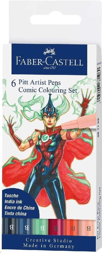 Cover for Faber · Faber-castell - India Ink Pitt Artist Pen Comic (6 Pcs) (267196) (Spielzeug)