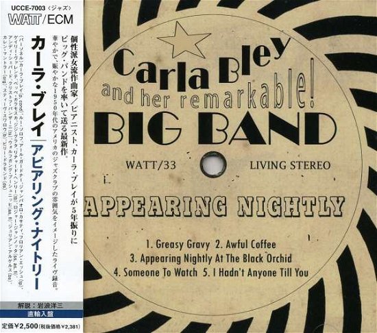Cover for Carla Bley · Appearing Nightly (CD) (2008)