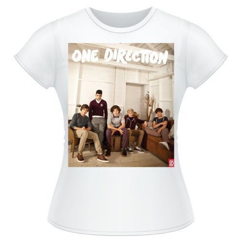 Cover for One Direction · One Direction Ladies T-Shirt: Band Lounge Colour (Skinny Fit) (T-shirt) [size S] [White - Ladies edition]