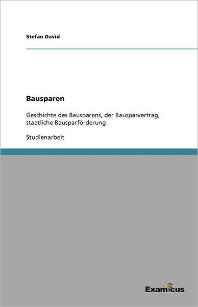 Cover for David · Bausparen (Book) [German edition] (2012)