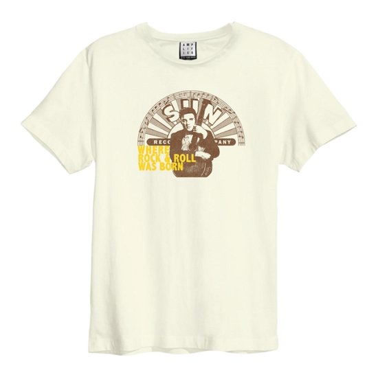 Sun Records & Elvis - Rock & Roll Amplified Large Vintage White T Shirt - Sun Records - Merchandise - AMPLIFIED - 5054488798961 - 