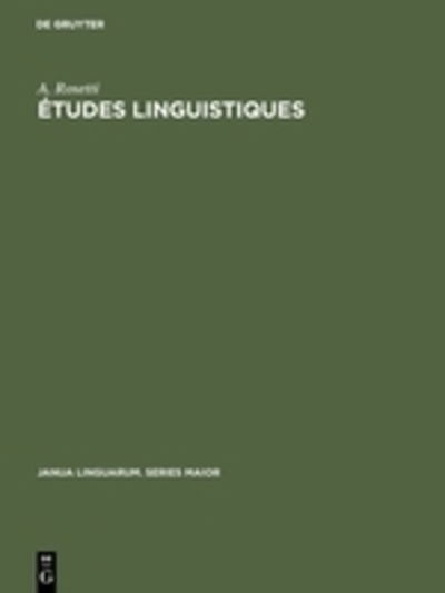 Cover for Rosetti · Etudes linguistiques (Book) (1974)