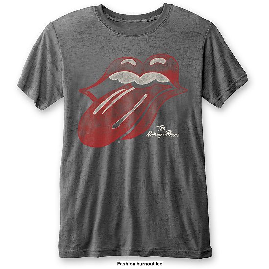 The Rolling Stones Unisex T-Shirt: Vintage Tongue (Burnout) - The Rolling Stones - Koopwaar - Bravado - 5055979984962 - 