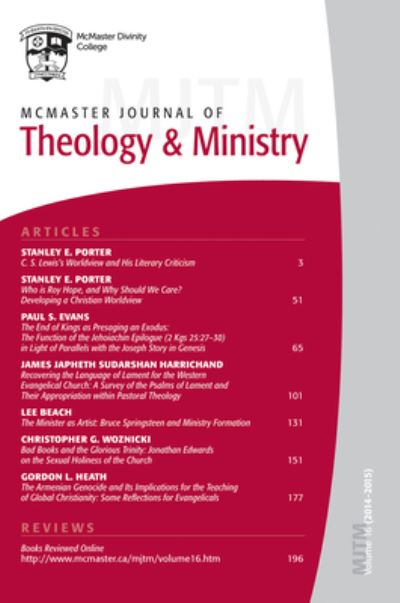 Cover for Hughson T. Ong · McMaster Journal of Theology and Ministry (N/A) (2016)