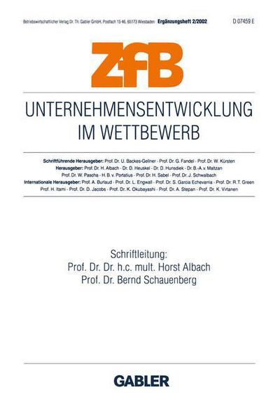 Unternehmensentwicklung im Wettbewerb - ZFB Special Issue - Horst Albach - Kirjat - Gabler - 9783409119962 - torstai 13. kesäkuuta 2002