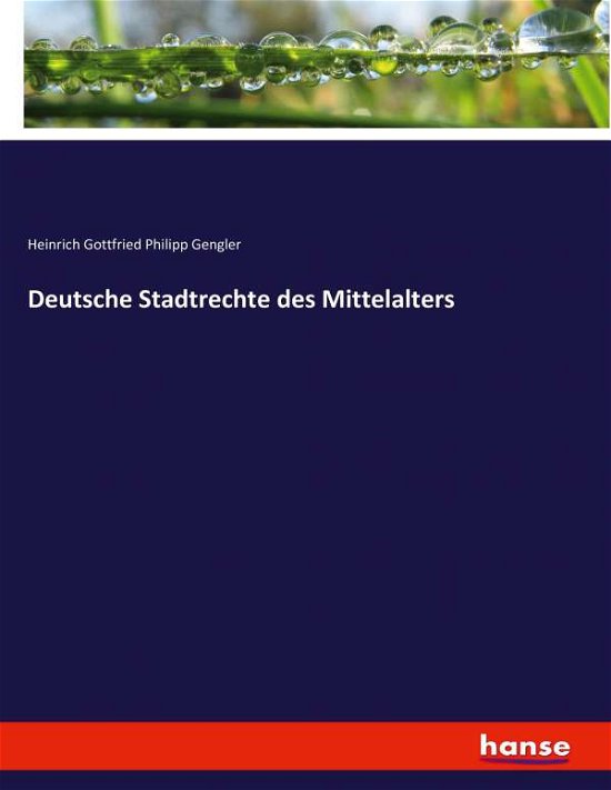 Cover for Gengler · Deutsche Stadtrechte des Mittel (Book) (2020)