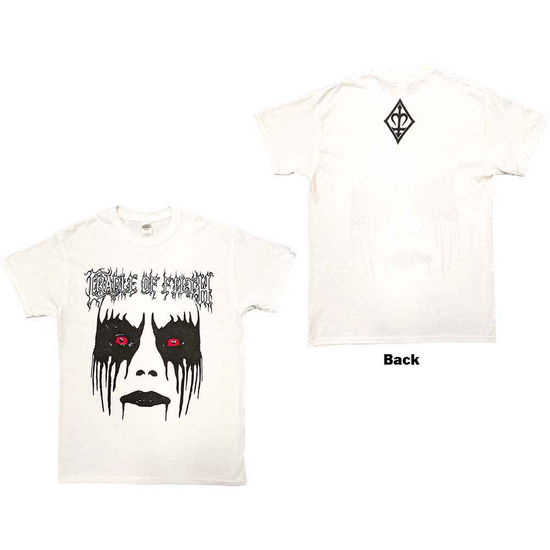 Cradle Of Filth Unisex T-Shirt: Dani Make Up (White) (Back Print) - Cradle Of Filth - Produtos - - 5056187758963 - 24 de novembro de 2022