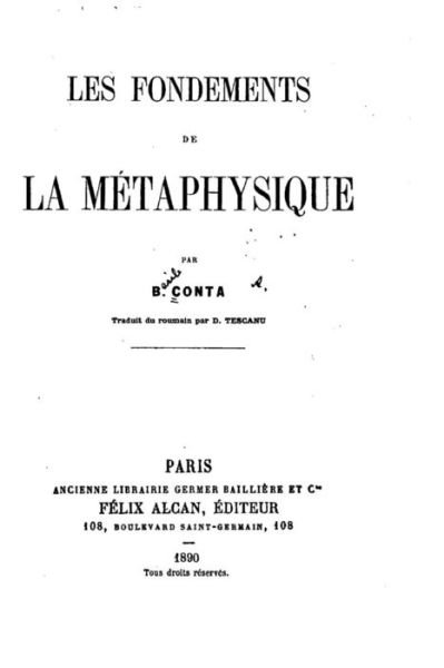 Cover for B Conta · Les Fondements De La Metaphysique (Taschenbuch) (2015)
