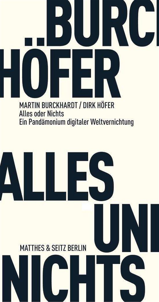 Cover for Burckhardt · Alles oder Nichts (Book)