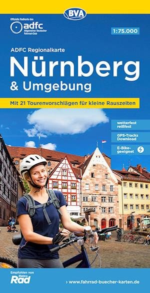Cover for BVA Bielefelder Verlag · ADFC Regionalkarte Nürnberg &amp; Umgebung mit Tourenvorschlägen, 1:75.000, reiß- und wetterfest, GPS-Tracks Download, E-Bike geeignet (Map) (2022)