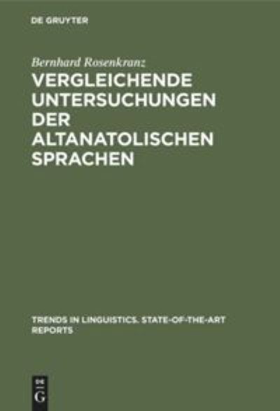Cover for Bernhard Rosenkranz · Vergleichende Untersuchungen der altanatolischen Sprachen (Book) (1978)
