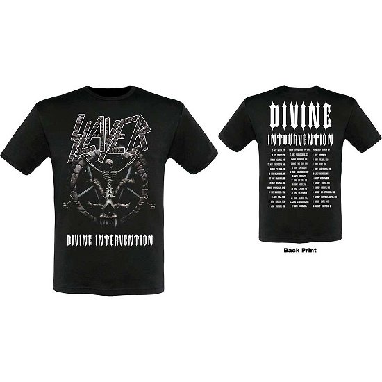 Slayer Unisex T-Shirt: Divine Intervention 2014 Dates (Ex-Tour & Back Print) - Slayer - Marchandise - Global - Apparel - 5056170652964 - 