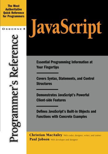 Javascript Programmer's Reference - Paul Jobson - Books - McGraw-Hill Osborne Media - 9780072192964 - September 11, 2001