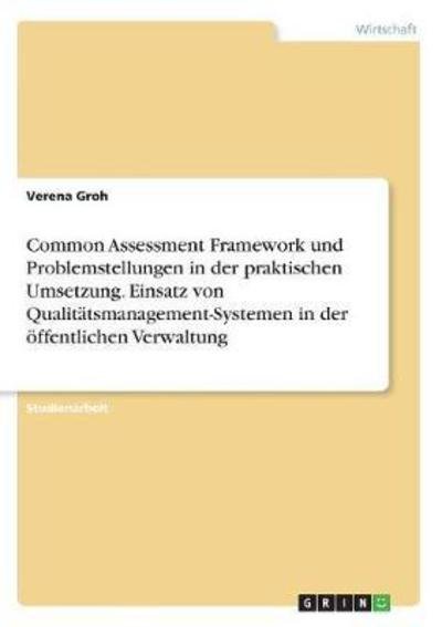 Cover for Groh · Common Assessment Framework und Pr (Book)