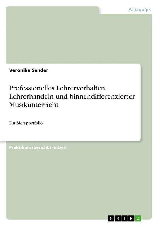 Cover for Sender · Professionelles Lehrerverhalten. (Book)