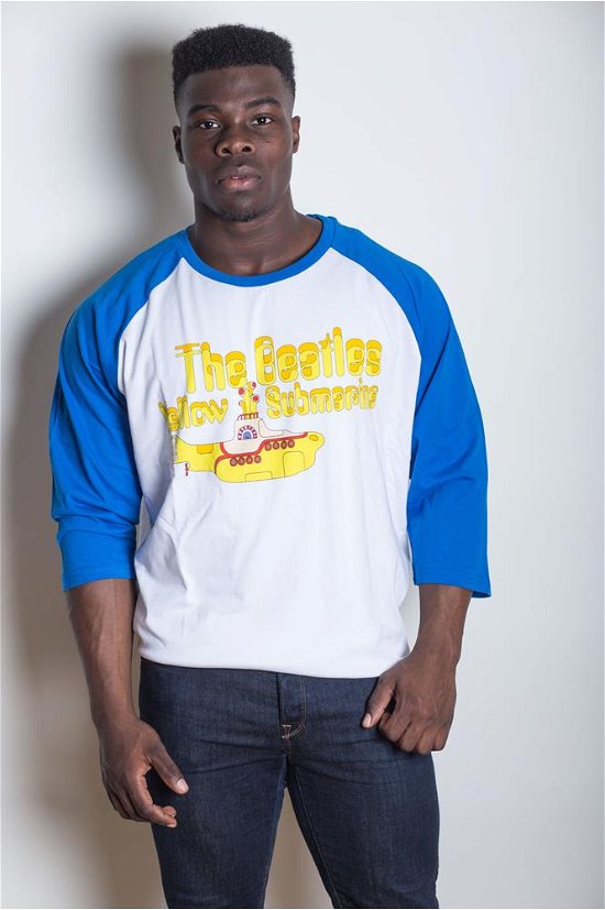 Cover for The Beatles · The Beatles Unisex Raglan Tee: Yellow Submarine (Bekleidung) [size S] [Blue,White - Unisex edition]