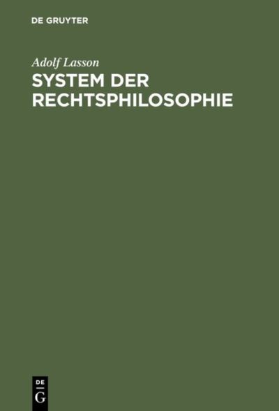 Cover for Lasson · System der Rechtsphilosophie (Book) (1967)