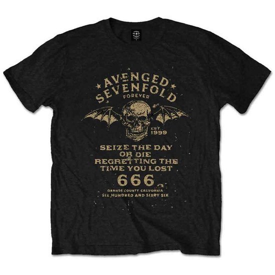 Avenged Sevenfold Unisex T-Shirt: Seize the Day - Avenged Sevenfold - Fanituote - ROFF - 5055295361966 - tiistai 30. joulukuuta 2014