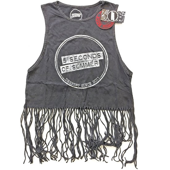 Cover for 5 Seconds of Summer · 5 Seconds of Summer Ladies Vest T-Shirt: Derping Stamp Vintage (Tassels) (T-shirt) [size S] [Grey - Ladies edition]